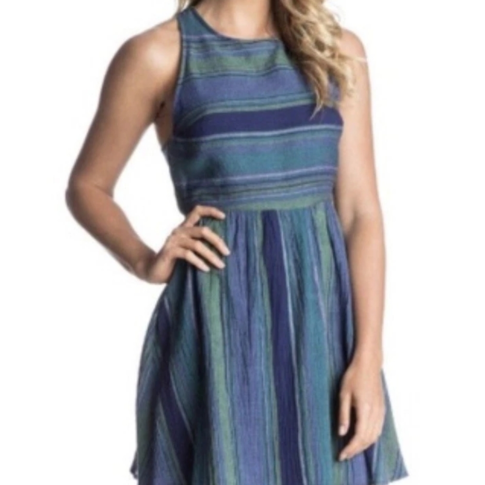 Roxy Blue and Purple Halter Sundress Mini
